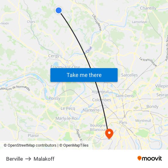 Berville to Malakoff map