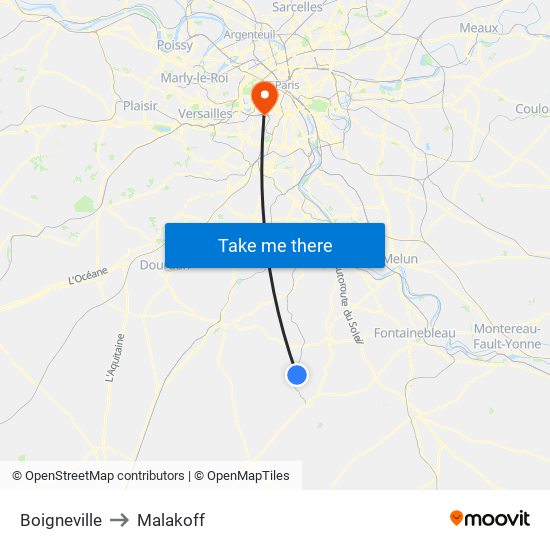 Boigneville to Malakoff map