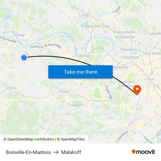 Boinville-En-Mantois to Malakoff map