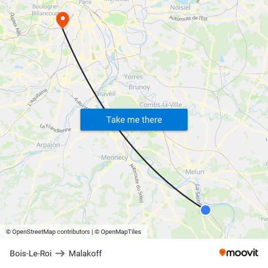 Bois-Le-Roi to Malakoff map