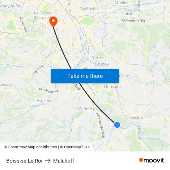 Boissise-Le-Roi to Malakoff map
