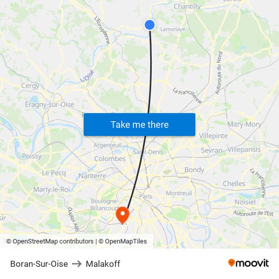 Boran-Sur-Oise to Malakoff map