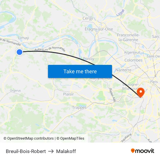 Breuil-Bois-Robert to Malakoff map