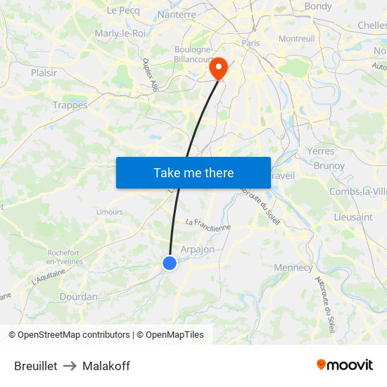 Breuillet to Malakoff map