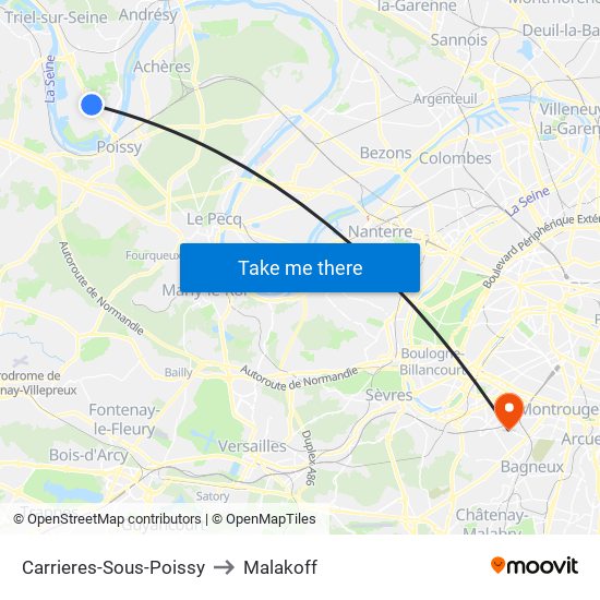 Carrieres-Sous-Poissy to Malakoff map