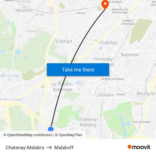 Chatenay-Malabry to Malakoff map