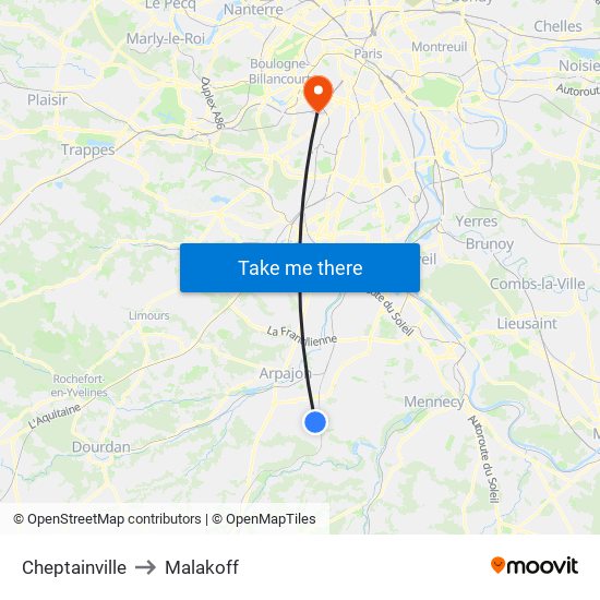 Cheptainville to Malakoff map