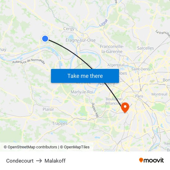 Condecourt to Malakoff map