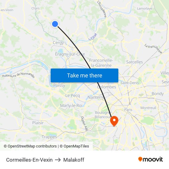 Cormeilles-En-Vexin to Malakoff map