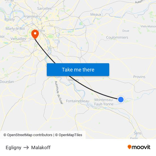Egligny to Malakoff map