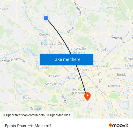 Epiais-Rhus to Malakoff map