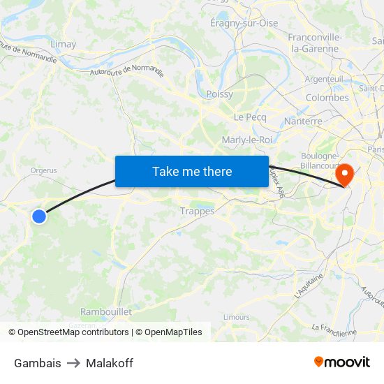 Gambais to Malakoff map