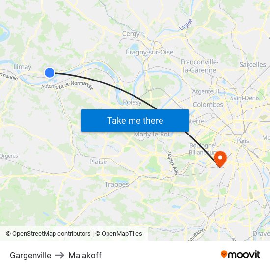 Gargenville to Malakoff map