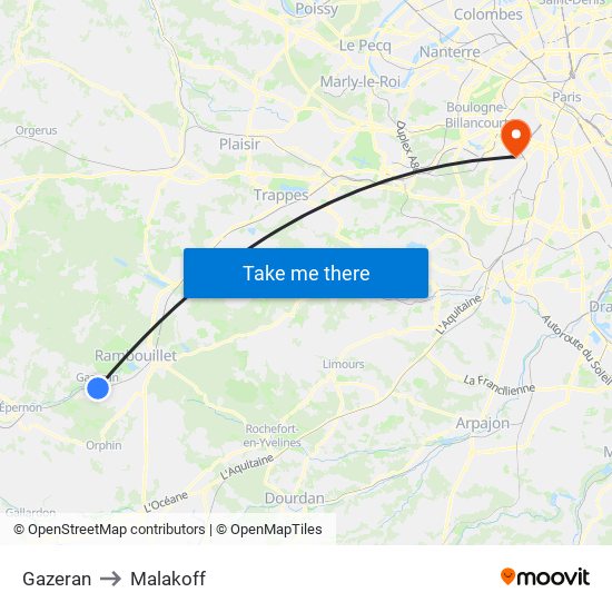 Gazeran to Malakoff map