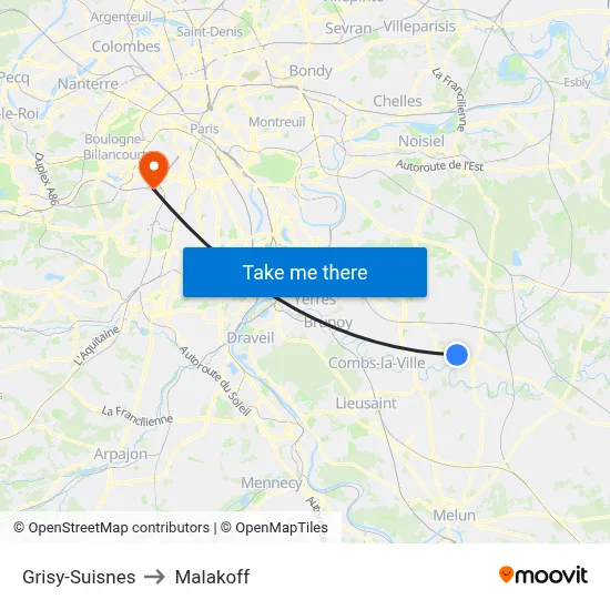 Grisy-Suisnes to Malakoff map