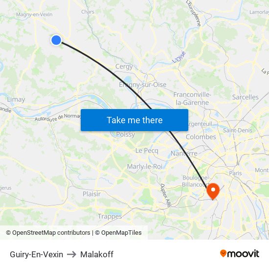 Guiry-En-Vexin to Malakoff map
