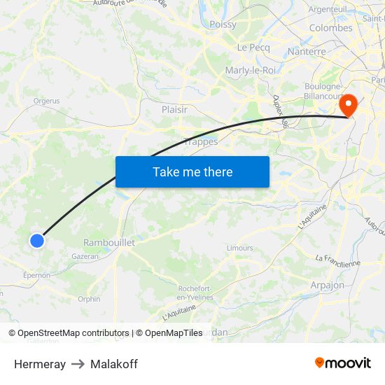 Hermeray to Malakoff map
