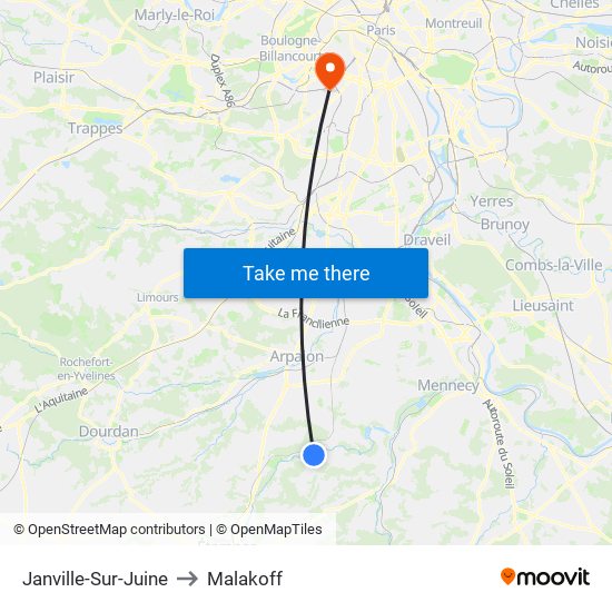 Janville-Sur-Juine to Malakoff map
