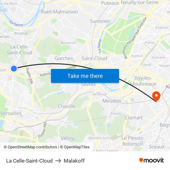 La Celle-Saint-Cloud to Malakoff map