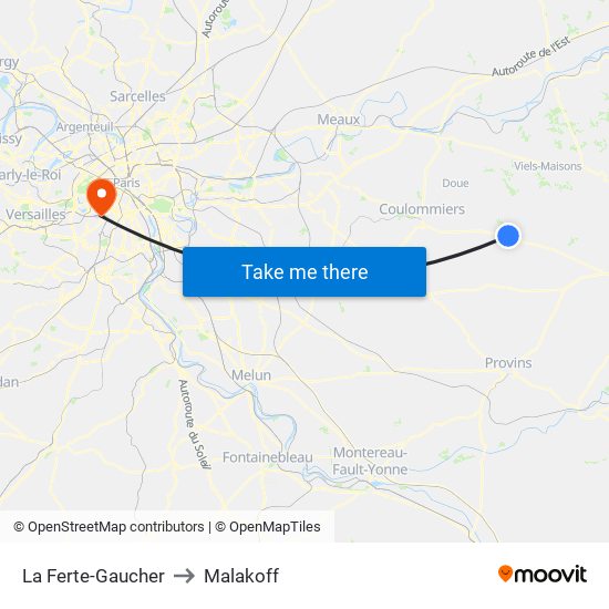 La Ferte-Gaucher to Malakoff map