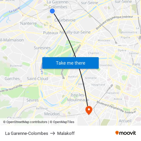 La Garenne-Colombes to Malakoff map