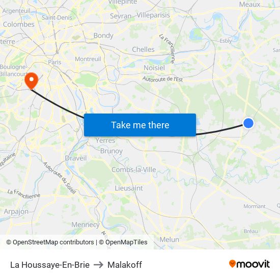 La Houssaye-En-Brie to Malakoff map