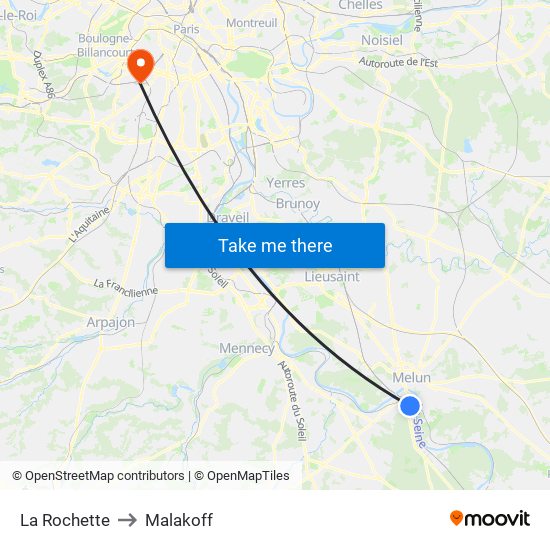 La Rochette to Malakoff map
