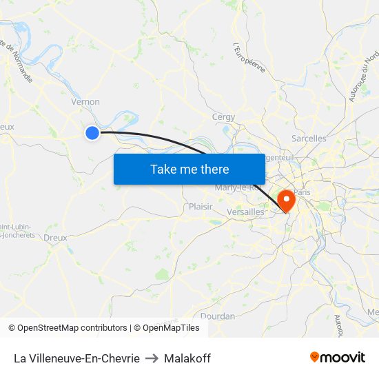 La Villeneuve-En-Chevrie to Malakoff map