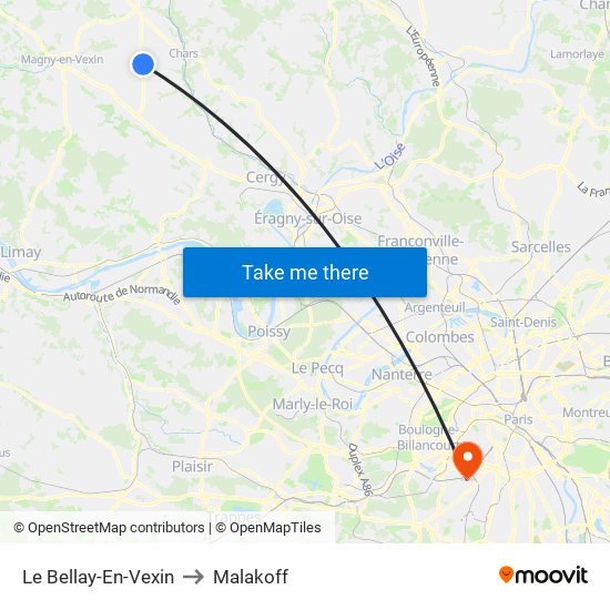 Le Bellay-En-Vexin to Malakoff map