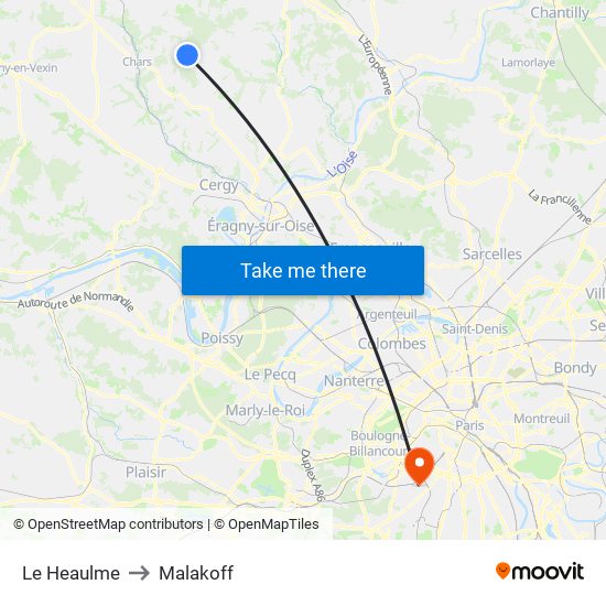 Le Heaulme to Malakoff map