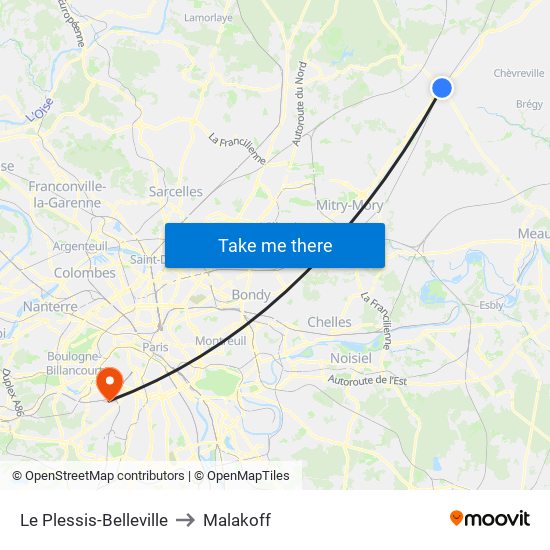 Le Plessis-Belleville to Malakoff map