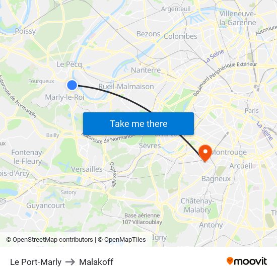 Le Port-Marly to Malakoff map