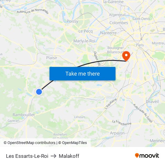 Les Essarts-Le-Roi to Malakoff map