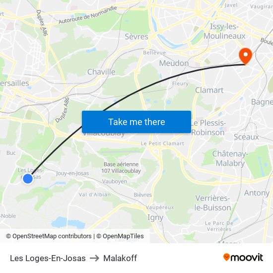 Les Loges-En-Josas to Malakoff map