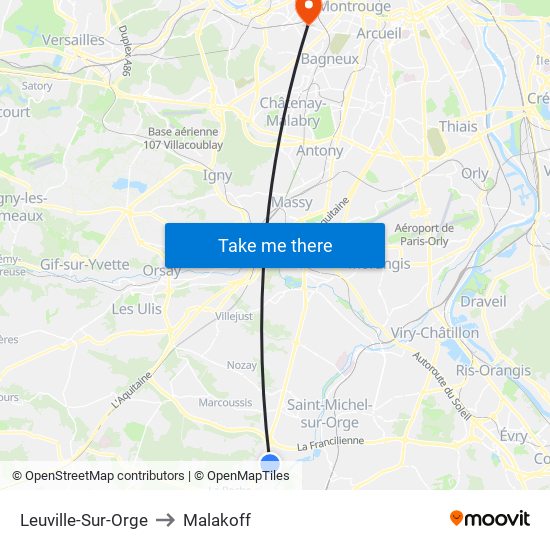 Leuville-Sur-Orge to Malakoff map