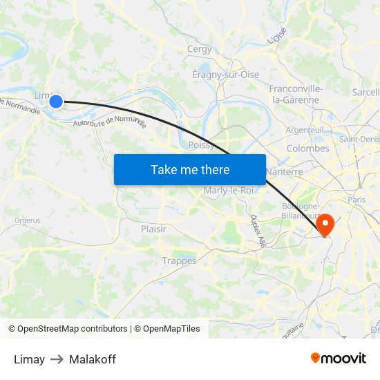 Limay to Malakoff map