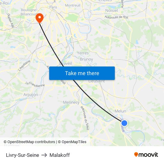 Livry-Sur-Seine to Malakoff map