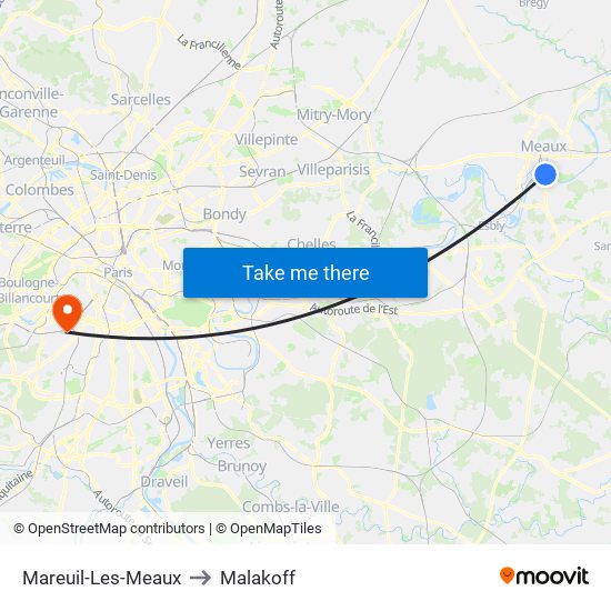 Mareuil-Les-Meaux to Malakoff map