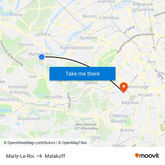 Marly-Le-Roi to Malakoff map