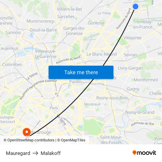 Mauregard to Malakoff map
