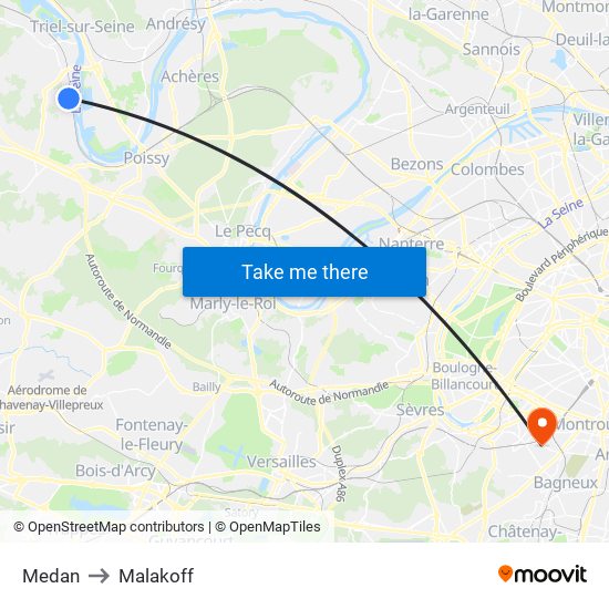 Medan to Malakoff map