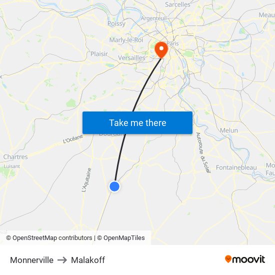 Monnerville to Malakoff map