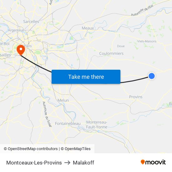 Montceaux-Les-Provins to Malakoff map