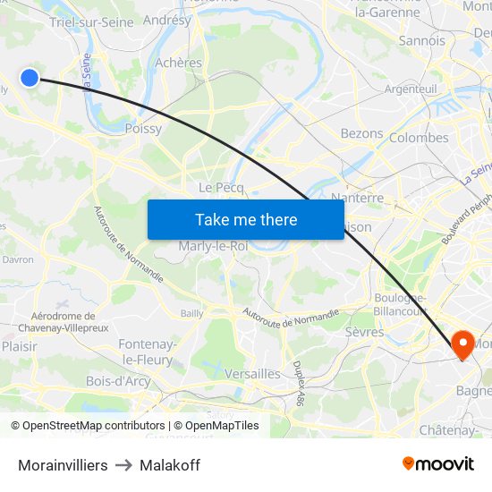 Morainvilliers to Malakoff map