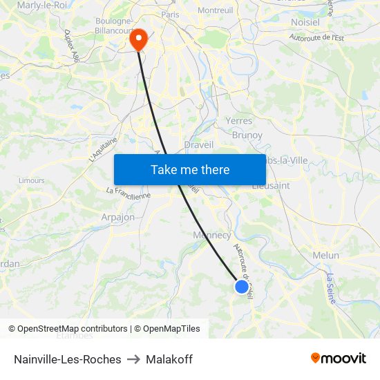 Nainville-Les-Roches to Malakoff map