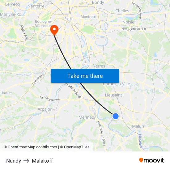 Nandy to Malakoff map