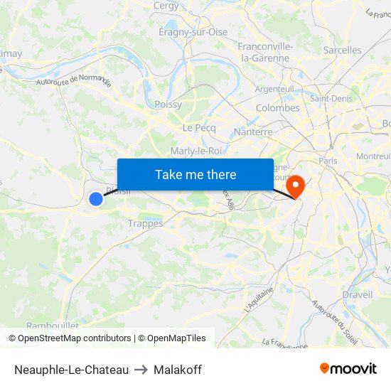 Neauphle-Le-Chateau to Malakoff map