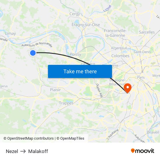 Nezel to Malakoff map