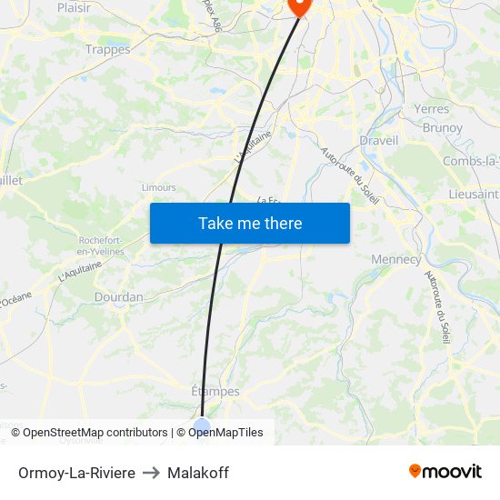 Ormoy-La-Riviere to Malakoff map
