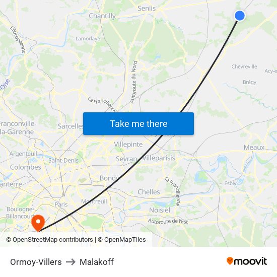 Ormoy-Villers to Malakoff map